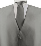 Solid Grey Shining Classical Tuxedo Waistcoat+Necktie+Hanky