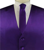 Normal Purple Solid Plain Classical Tuxedo/Wedding Waistcoat+Necktie+Bowtie+Hanky