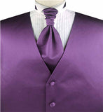 Solid Dark Violet Red Gray Plain Fabric Classical Dress/Bridal Waistcoat+Cravat+Hanky