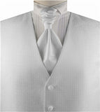 White Smaller Chequer Dress/Bridal Waistcoat+Cravat+Hanky