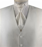 Ivory Chequer Classical Tuxedo Waistcoat+Cravat+Hanky