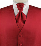 Red Chequer Dress/Bridal Waistcoat+Cravat+Hanky