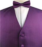 Purple Chequer Classical Tuxedo Waistcoat+Hanky+Cravat or Bowtie