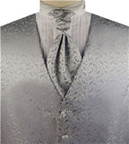 Silver Leaf Classical Microfiber Waistcoat+Cravat+Hanky