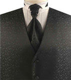 Black Leaf Wedding Tuxedo Waistcoat+Cravat+Hanky