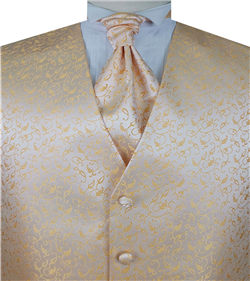 Gold Leaf Classical Microfiber Waistcoat+Cravat+Hanky