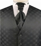 Black Diamond Pattern Classical Wedding Waistcoat+Cravat+Hanky