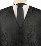 Black Paisley Classical Wedding Waistcoat+Necktie+Hanky