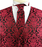 Burgundy Paisley Classical Tuxedo/Wedding Waistcoat+Necktie+Bowtie+Hanky