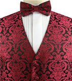 Burgundy Paisley Classical Tuxedo/Wedding Waistcoat+Necktie+Bowtie+Hanky