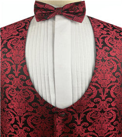 Burgundy Tailored Horsemanship Classical  Tuxedo Waistcoat+Bowtie+Hanky