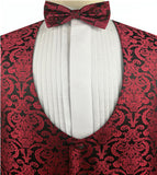 Burgundy Tailored Horsemanship Classical  Tuxedo Waistcoat+Bowtie+Hanky