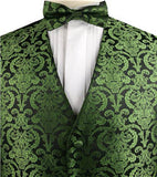 Green Paisley Classical Wedding Waistcoat+Necktie+Bowtie+Hanky