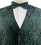 Hunter Green Big Paisley Classical Bridegroom Waistcoat+Necktie+Bowtie+Hanky