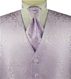 Lavender  Big Paisley Classical Tuxedo Waistcoat+Cravat+Hanky