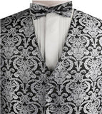 Grey Paisley Classical Wedding Waistcoat+Necktie+Bowtie+Hanky