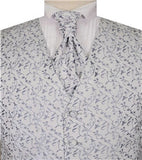 Silver Leaf Wedding Tuxedo Waistcoat+Cravat+Hanky