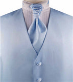 Solid Sky Blue Plain Fabric Classical Dress/Bridal Waistcoat+Cravat+Hanky