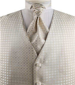 Little Gold Chequer Dress/Bridal Waistcoat+Cravat+Hanky