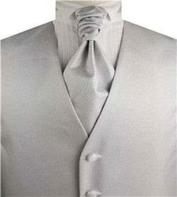 Light Silver Dot Classical Wedding V-neck Business Waistcoat+Cravat+Hanky
