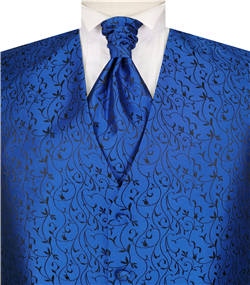 Blue Leaf Wedding Tuxedo Waistcoat+Cravat+Hanky
