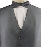 Grey Silk&Poly Blend-Weaving Classical  Waistcoat+Bowtie+Hanky