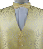 Yellow Paisley Classical Tuxedo/Wedding Waistcoat+Necktie+Bowtie+Hanky