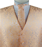 Peach Paisley Classical Tuxedo/Wedding Waistcoat+Necktie+Bowtie+Hanky