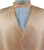 Peach Paisley Classical Tuxedo/Wedding Waistcoat+Necktie+Bowtie+Hanky