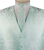 Light Sea Green Paisley Classical Tuxedo/Wedding Waistcoat+Necktie+Bowtie+Hanky