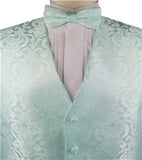 Light Sea Green Paisley Classical Tuxedo/Wedding Waistcoat+Necktie+Bowtie+Hanky