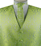 Light Green Paisley Classical Tuxedo/Wedding Waistcoat+Necktie+Bowtie+Hanky