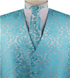 Turquoise Paisley Classical Tuxedo/Wedding Waistcoat+Necktie+Bowtie+Hanky