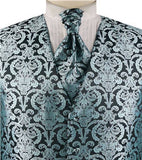 Aque&Black Paisley Classical Bridegroom Waistcoat+Cravat+Hanky