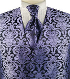 Dark Purple Paisley Classical Bridegroom Waistcoat+Cravat+Hanky 的