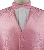 Pink Salmon Paisley Classical Waistcoat+Necktie+Bowtie+Hanky for Suit/Dress