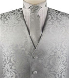 Grey Paisley Classical Waistcoat+Necktie+Bowtie+Hanky for Suit/Dress