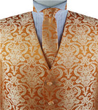 Orange Paisley Classical Waistcoat+Necktie+Bowtie+Hanky for Suit/Dress