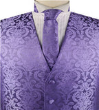 Dark Lilac Paisley Classical Waistcoat+Necktie+Bowtie+Hanky for Suit/Dress