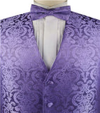 Dark Lilac Paisley Classical Waistcoat+Necktie+Bowtie+Hanky for Suit/Dress