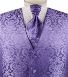 Purple Paisley Classical Bridegroom Waistcoat+Cravat+Hanky