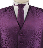 Egg Purple Paisley Classical Waistcoat+Necktie+Bowtie+Hanky for Suit/Dress