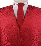 Red Paisley Classical Waistcoat+Necktie+Bowtie+Hanky for Suit/Dress