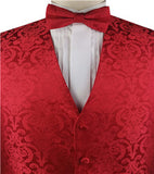 Red Paisley Classical Waistcoat+Necktie+Bowtie+Hanky for Suit/Dress