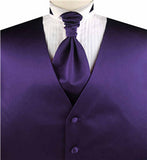 Solid Egg Purple Plain Fabric Classical Tuxedo Waistcoat+Cravat+Hanky