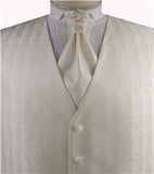 Ivory Smaller Swirl  Men's Wedding Waistcoat+Cravat+Hanky