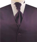 Solid Dark Burgundy Plain Fabric Classical Dress/Bridal Waistcoat+Cravat+Hanky