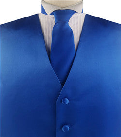 Blue Solid Plain Classical Tuxedo/Wedding Waistcoat+Necktie+Bowtie+Hanky