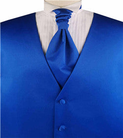Solid  Blue Plain Fabric Classical Dress/Bridal Waistcoat+Cravat+Hanky