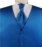 Solid Light Blue Plain Fabric Classical Dress/Bridal Waistcoat+Cravat+Hanky